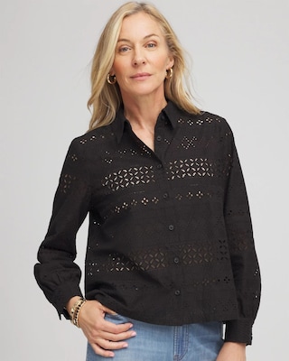 Embroidered Eyelet Collared Shirt | Chico's